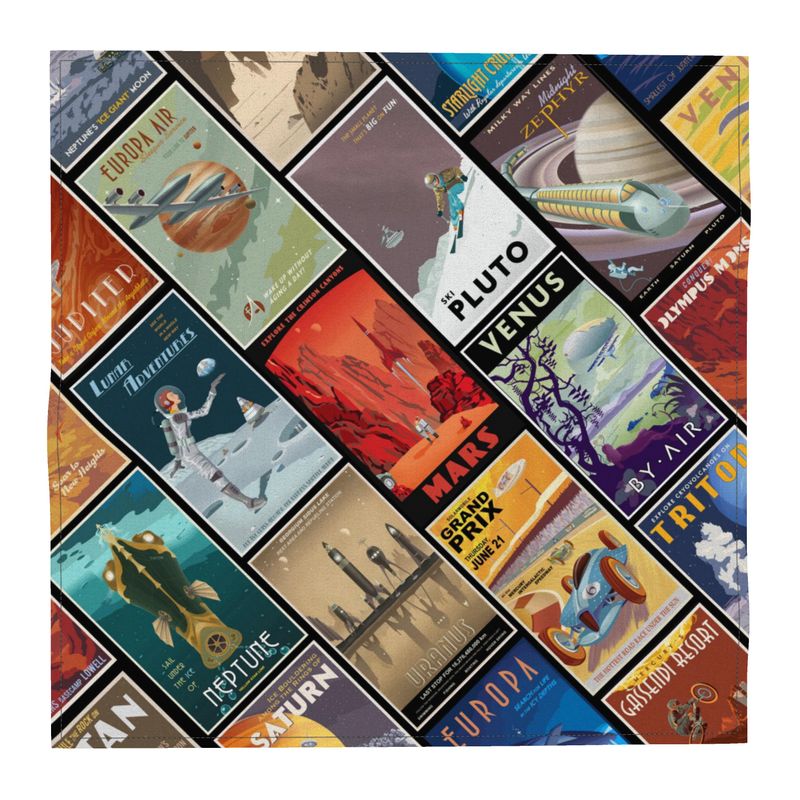 Retro Sci Fi travel pocket square