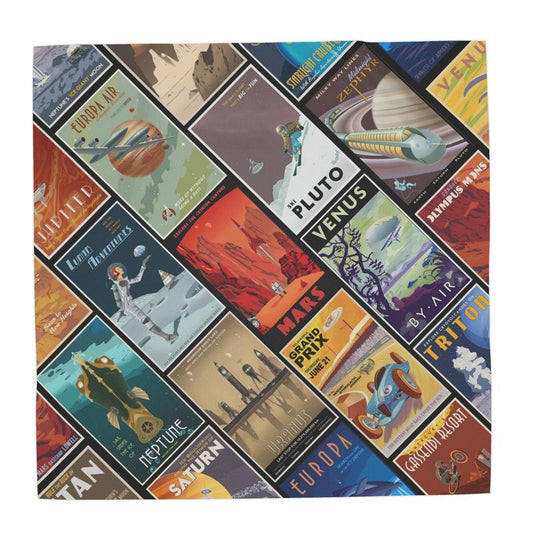 Retro Sci Fi Travel Silk Scarf