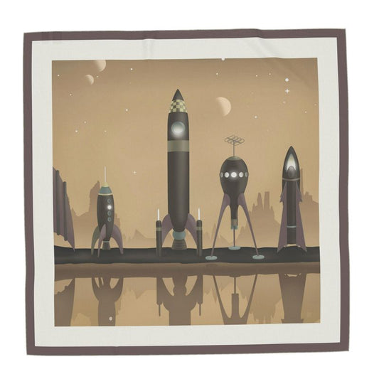 Retro Rocketship Silk Scarf