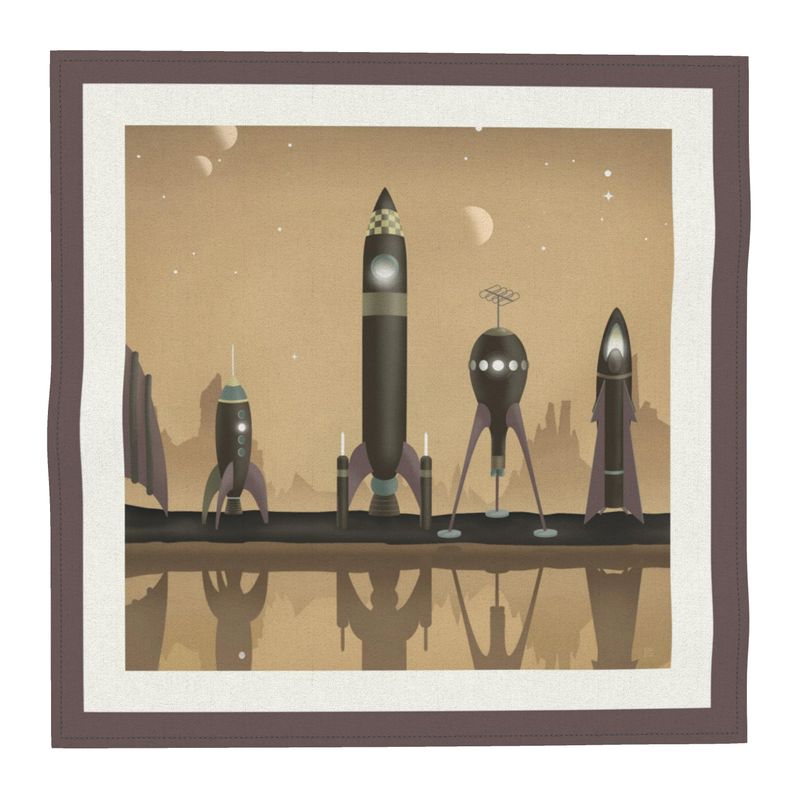 Retro Rocket Pocket Square