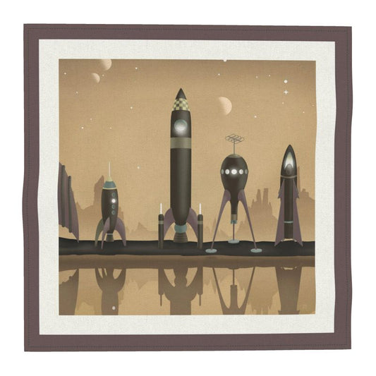 Retro Rocket Pocket Square